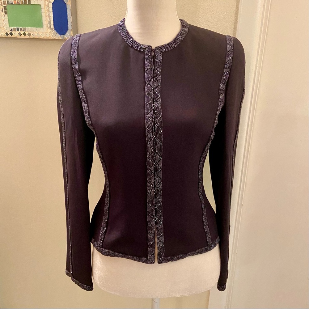 ✨Vintage Louis Feraud 100% Silk Beaded Blazer Suit Jacket
